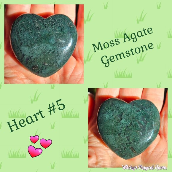Moss Agate Gemstone Crystal Hearts - Picture 6 of 9